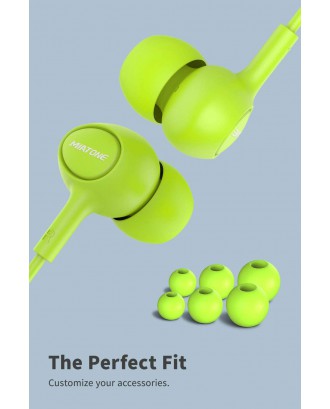 Earbuds, MIATONE Wired in- Ear Earbuds with Microphone, Dynamic Crystal Clear Sound Ergonomic Ear Buds Earphones Headphones for Android, BlackBerry - Green