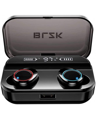 Wireless Earbuds, BLZK Latest Bluetooth 5.0 True Wireless Bluetooth Earbuds, with bass 3D Stereo Sound Wireless Headphones, Built-in Microphone LED Digital Shows Charging Charge (Black)