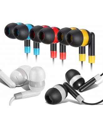 Bulk Earbuds Headphones Wholesale Earphones - Keewonda 100 Pack Disposable Ear Buds Bulk Multi Colored Headphones for School Classroom Students